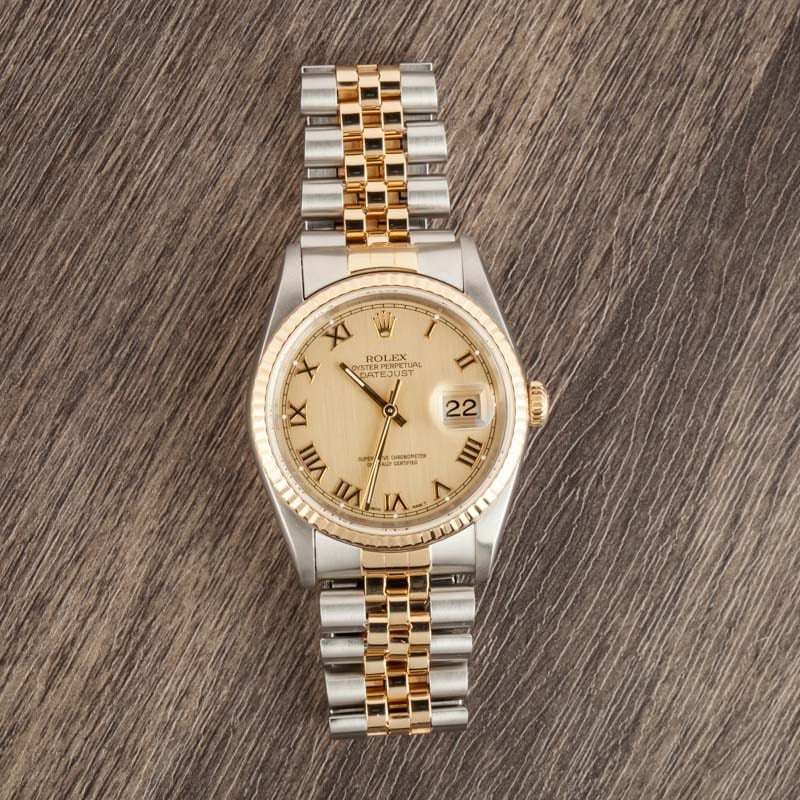 Used Rolex Datejust 16233 Champagne Roman Dial