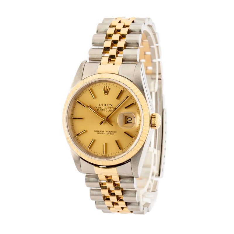 Rolex Datejust 16233 Champagne Index Dial