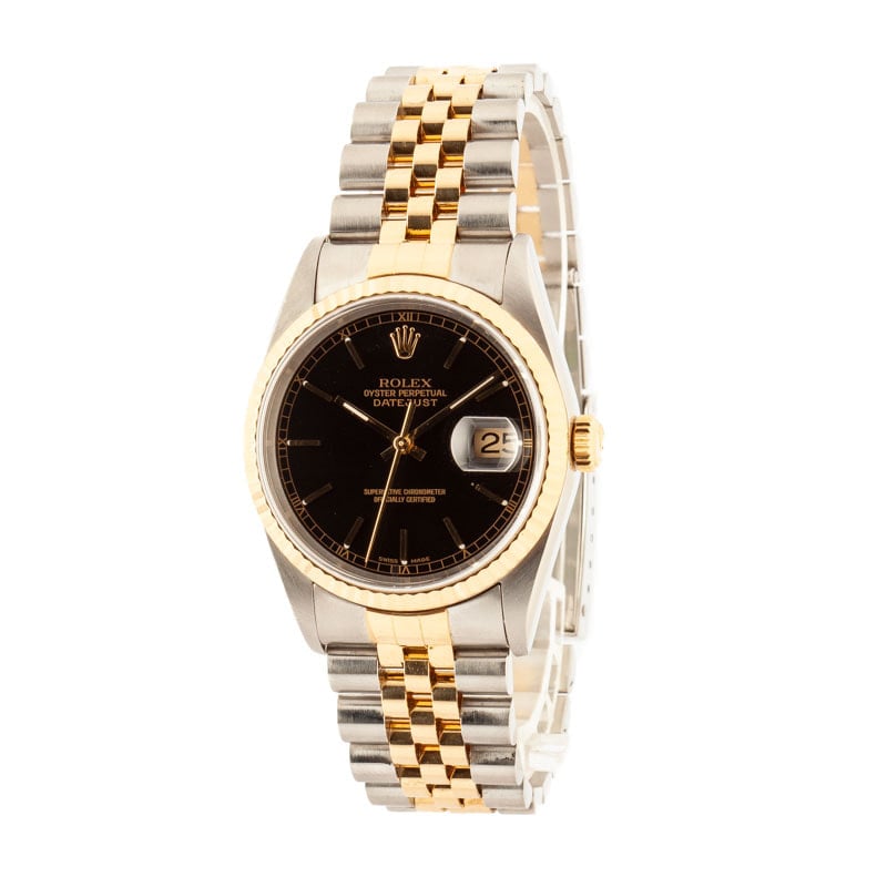 Rolex Datejust Two Tone 16233 Black Dial