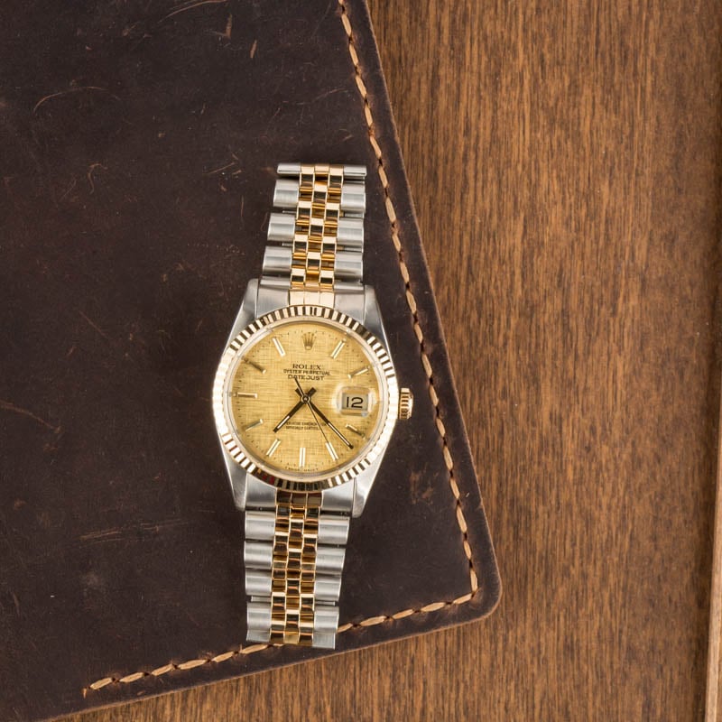 Pre Owned Rolex Two-Tone Datejust 16233 Linen Dial