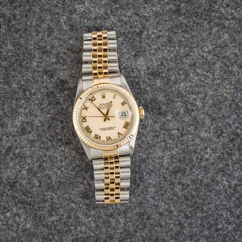 Rolex Datejust 36 Ref 16233 Ivory Roman Dial