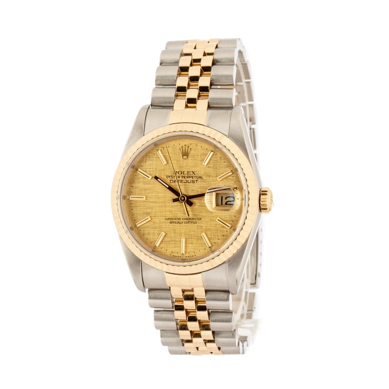 Pre Owned Rolex Two-Tone Datejust 16233 Linen Dial