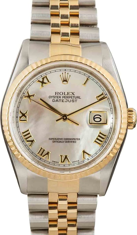 Rolex Datejust Mother of Pearl Dial 18k Gold & Steel Watch 16233