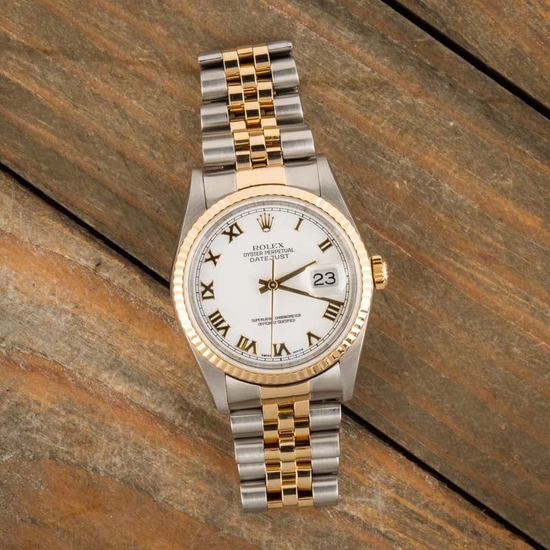 Rolex Datejust 16233 Steel And Yellow Gold Aftermarket Black