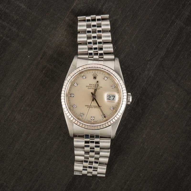 Rolex Datejust 16234 Diamond Silver Dial