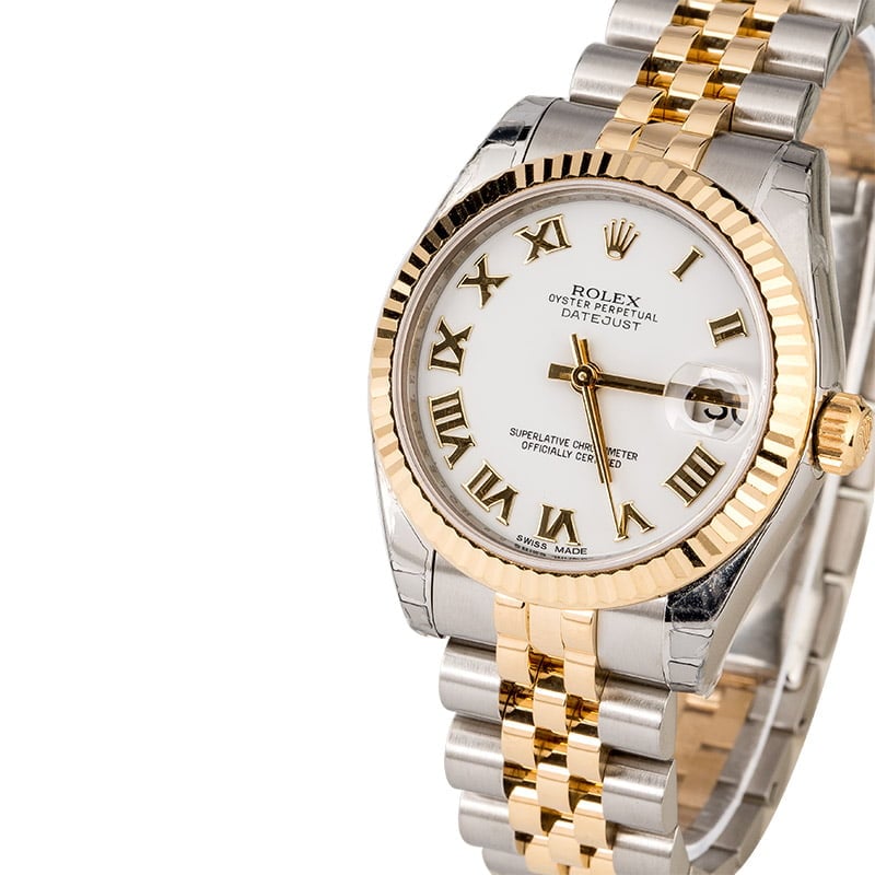 Used Rolex Datejust 178273 Mid-Size White Roman