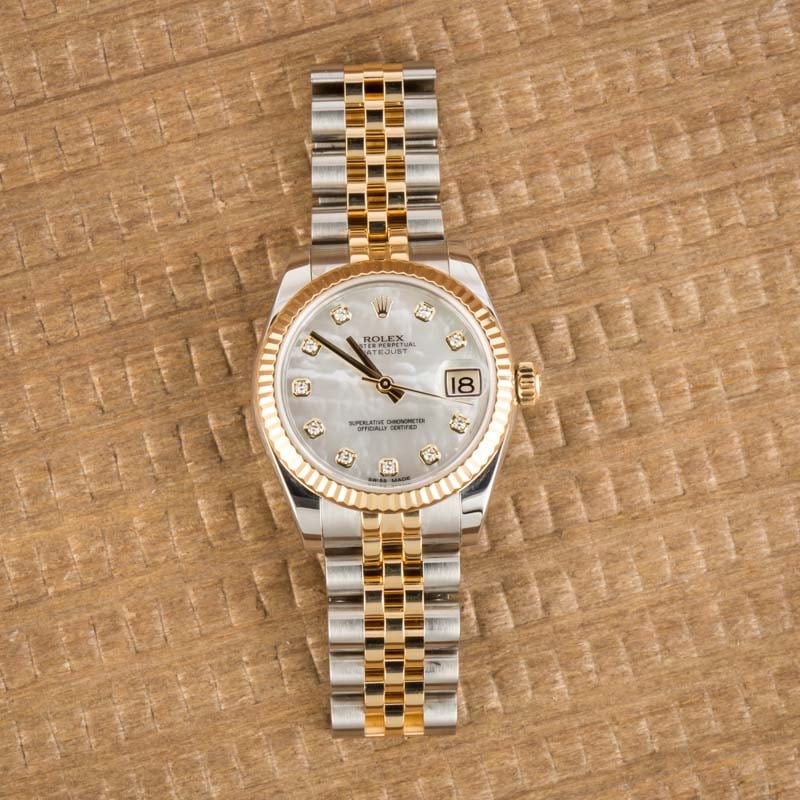 PreOwned Rolex Mid-Size Datejust 178273 Diamonds