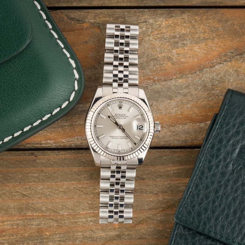 Pre Owned Rolex Mid-Size Datejust 178274 Silver Dial