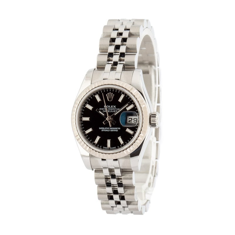 Lady Rolex Datejust 179174 Black Luminescent Dial