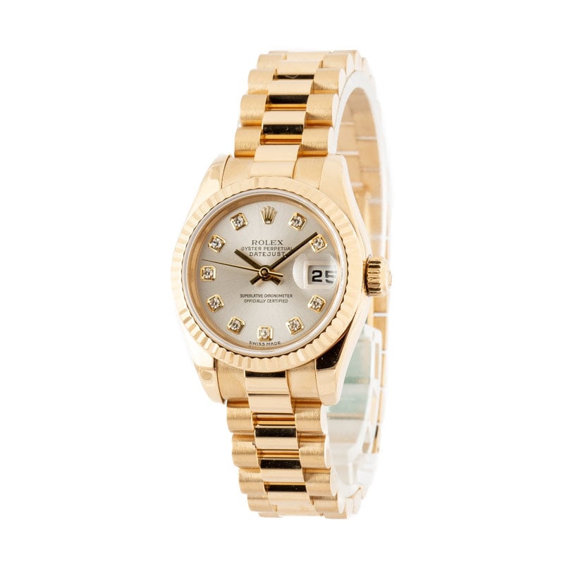 Rolex Lady President 179178 Silver Diamond Dial