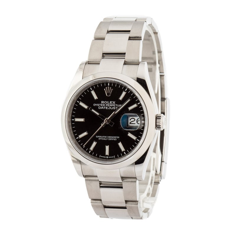 Pre-Owned Rolex Datejust 126200 Black Index Dial