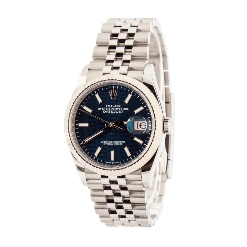 Rolex Datejust ref 126234 Blue Fluted Motif Dial