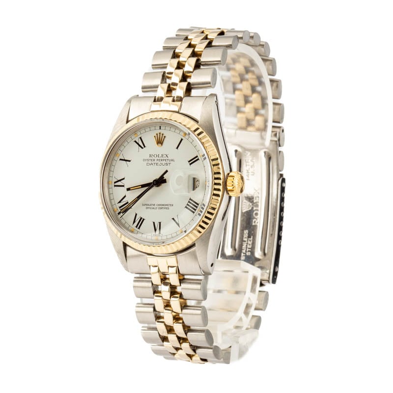 Pre-owned Rolex Datejust 16013 White Buckley Dial