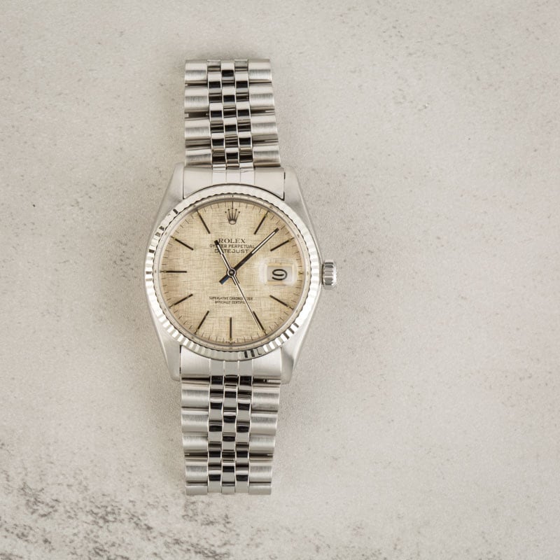 Rolex Datejust 36 Ref 16014 Silver Linen Dial