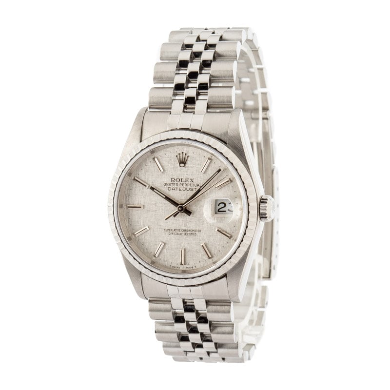 Rolex Datejust 16220 Silver Linen Dial