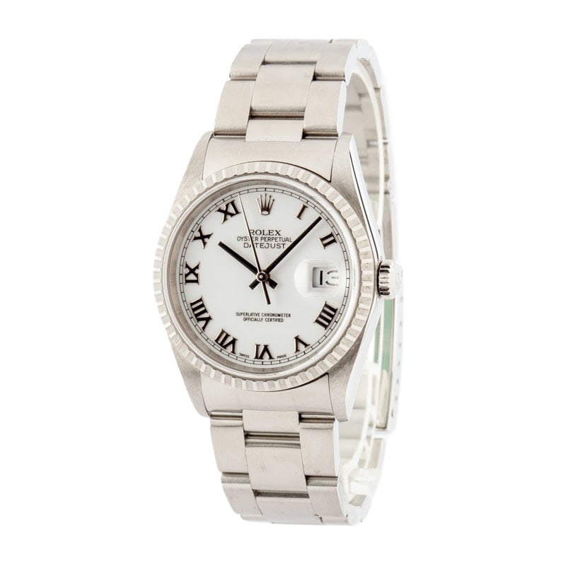 Rolex Datejust ref 16220 White Roman Dial