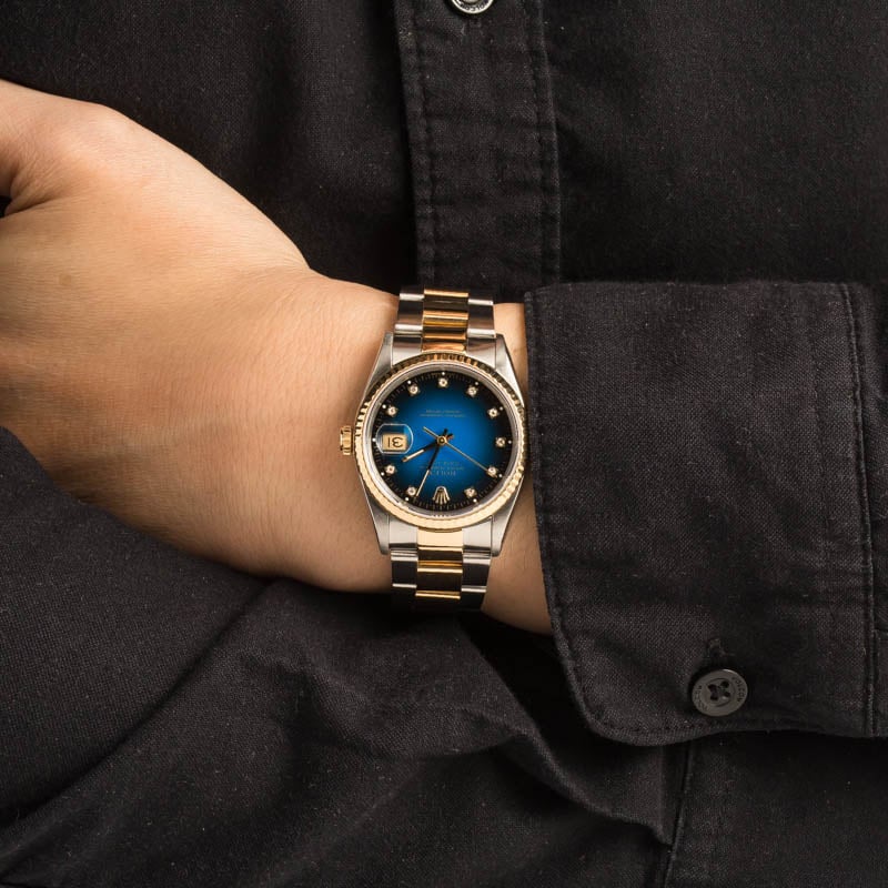 Rolex Datejust 16233 Blue Vignette Diamond Dial