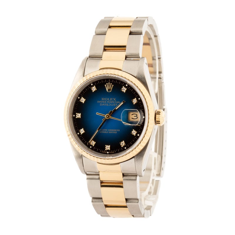 Rolex Datejust 16233 Blue Vignette Diamond Dial