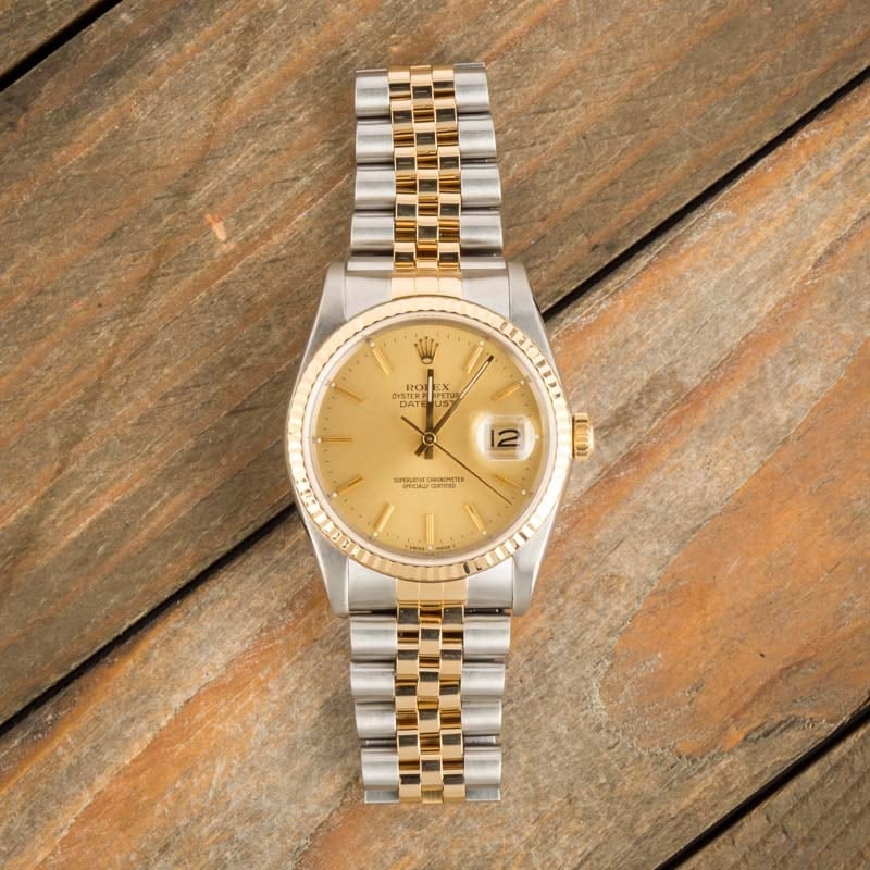 Used Rolex Datejust 16233 Champagne Dial Two Tone