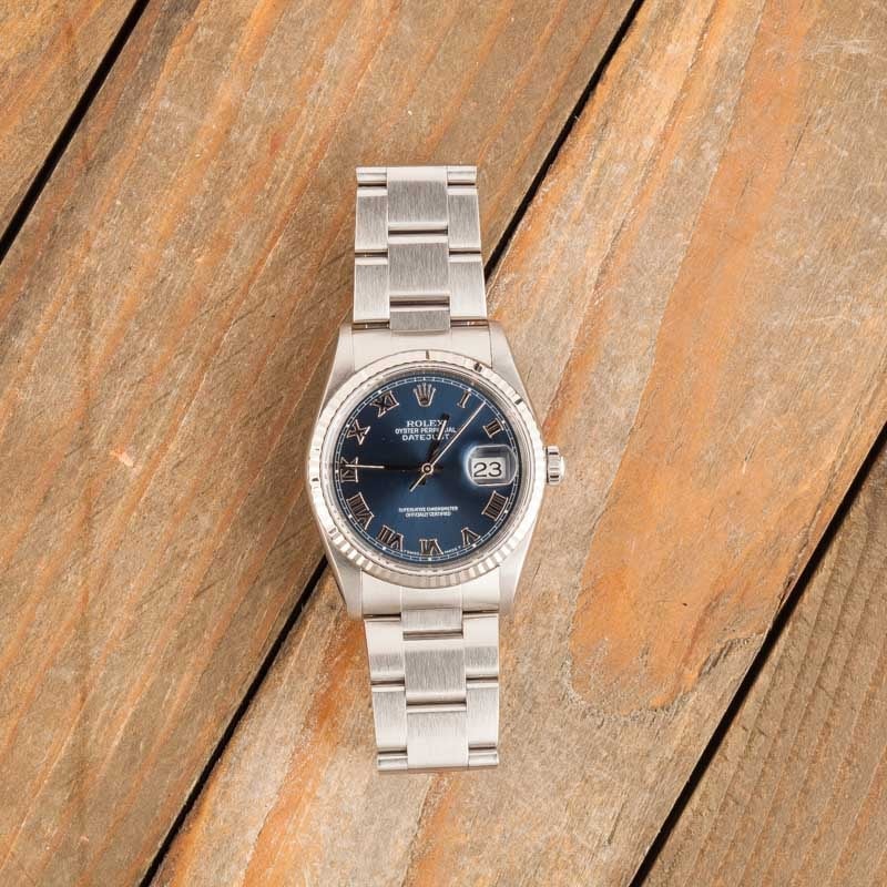 Rolex Datejust Ref 16234 Blue Roman Dial