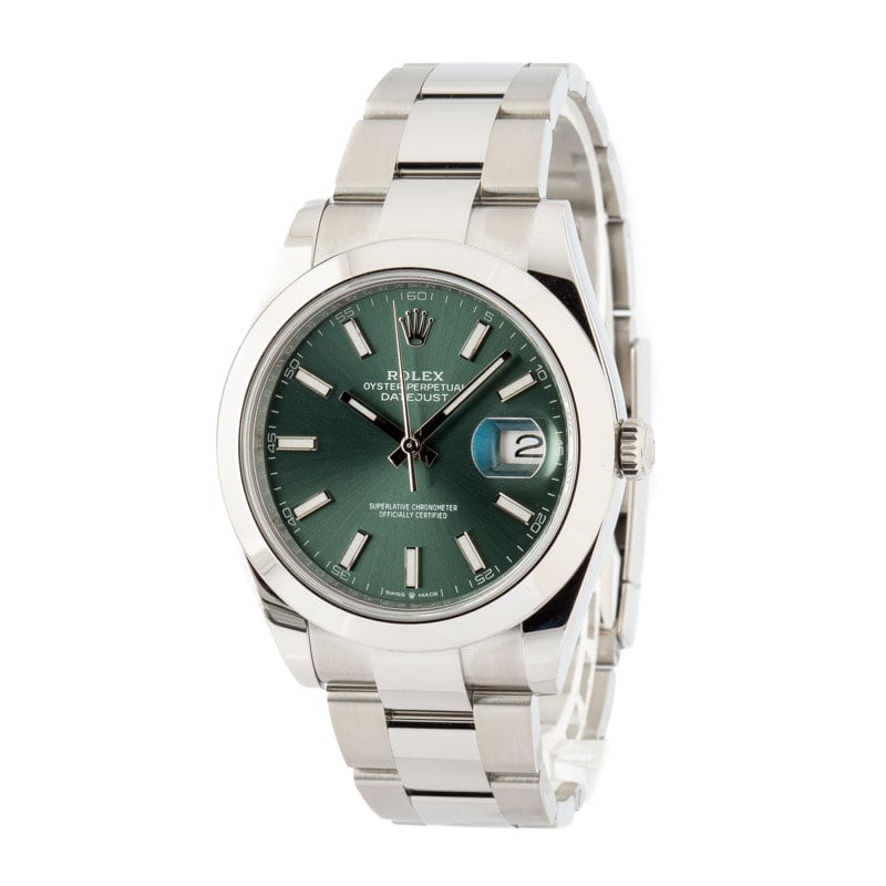 Rolex Datejust 41 Ref 126300 Mint Green Dial