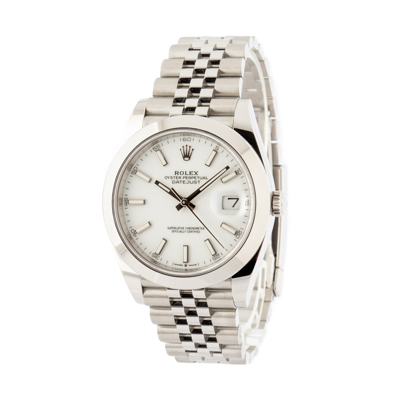 Rolex Datejust 41 Ref 126300 White Index Dial