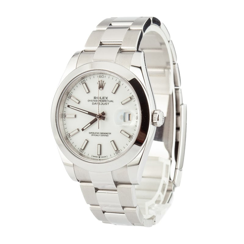 Rolex Datejust 41 Ref 126300 White Index Dial