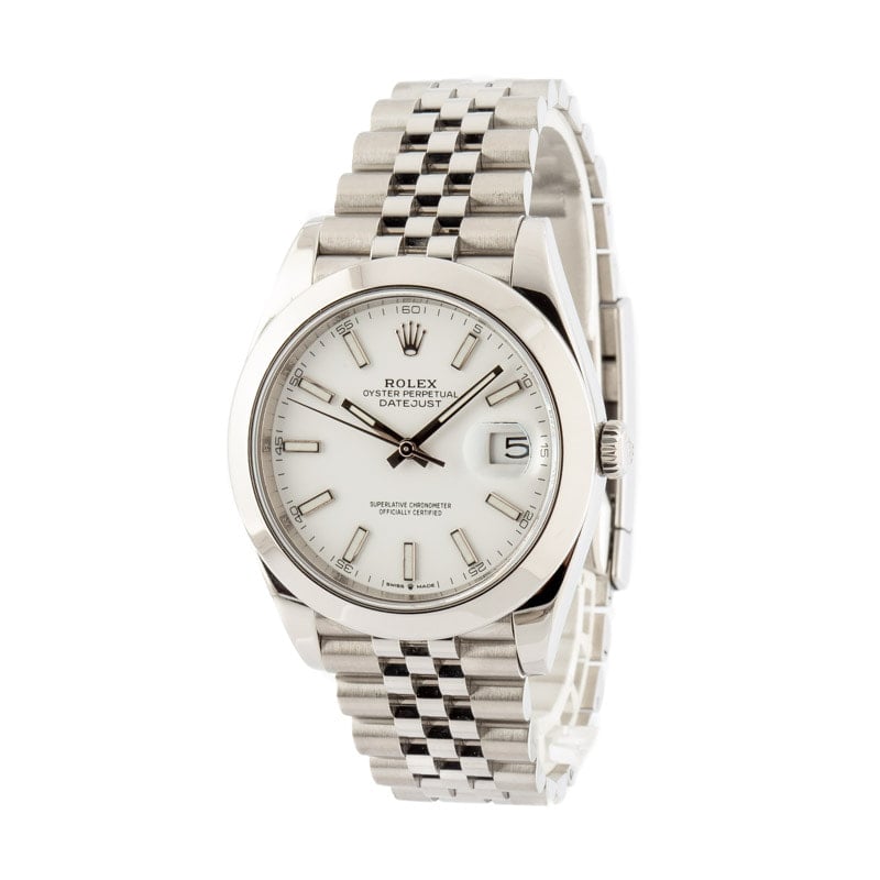 Mens Rolex Datejust 41 Ref 126300 White Dial