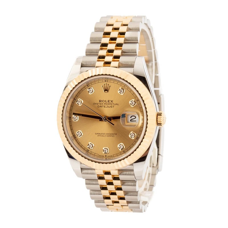 Rolex Datejust 41 Ref 126333 Champagne Diamond Dial