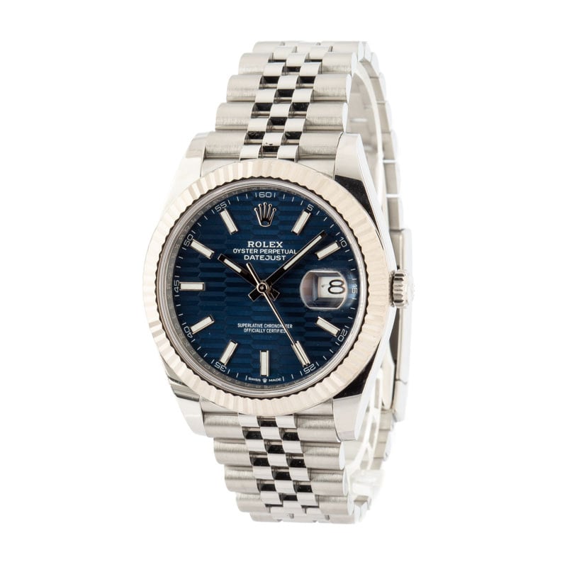 Rolex Datejust 41 Ref 126334 Blue Fluted Motif Dial