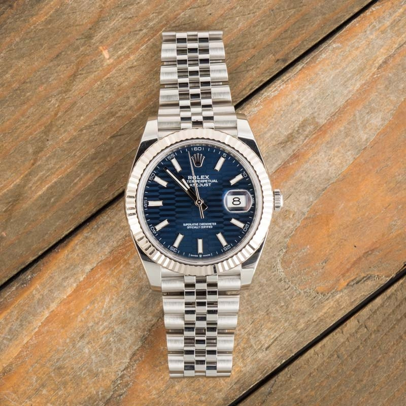 Rolex Datejust 41 Ref 126334 Blue Fluted Motif Dial