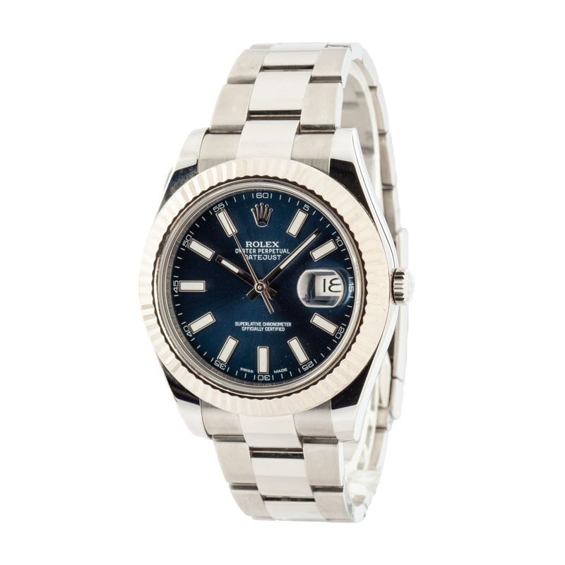 Rolex Datejust II Ref 116334 Blue Superluminova Index Dial