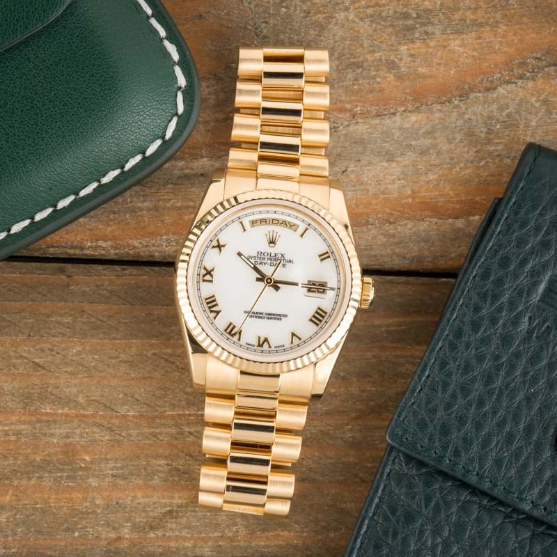 Rolex Day-Date President 118238 White Roman Dial