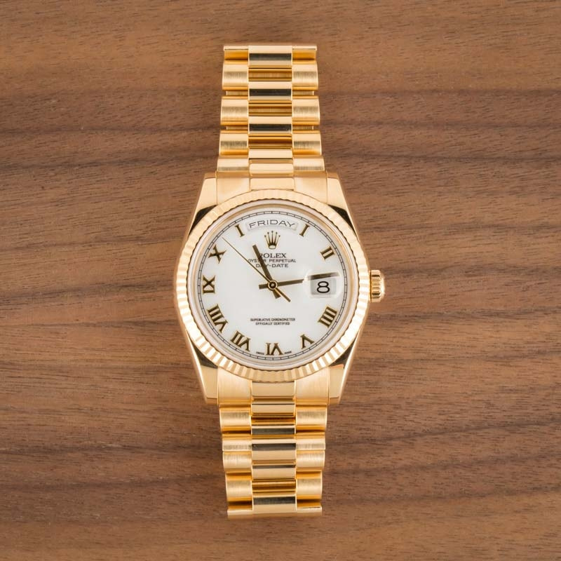 Rolex Day-Date President 118238 White Roman Dial