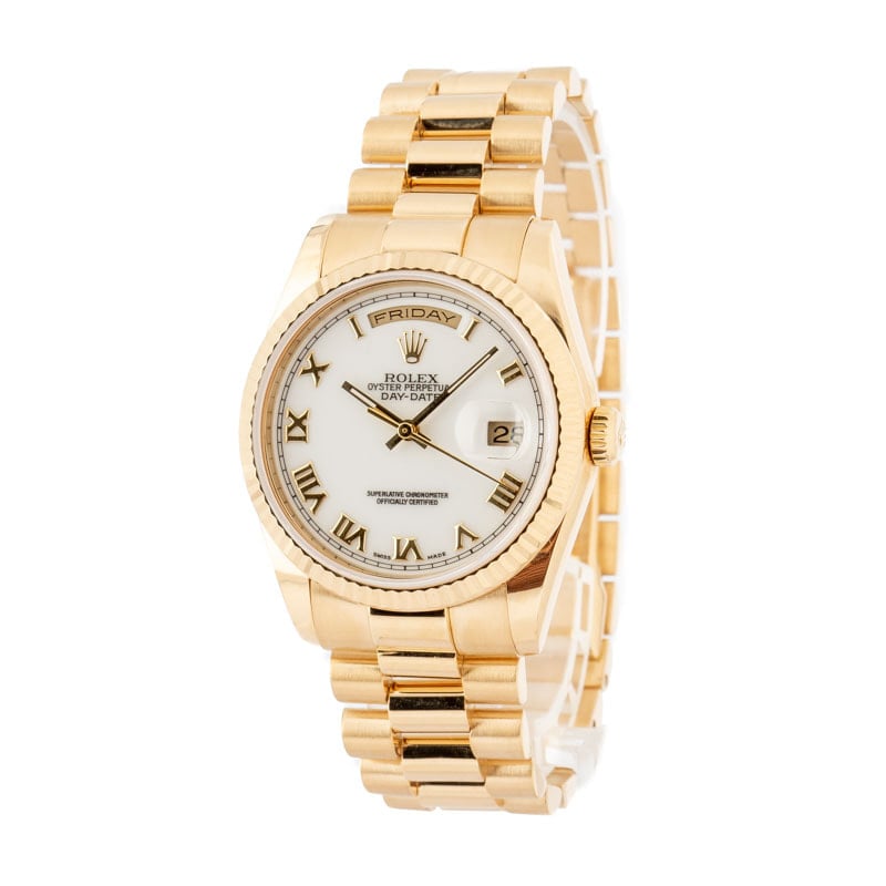 Rolex Day-Date President 118238 White Roman Dial