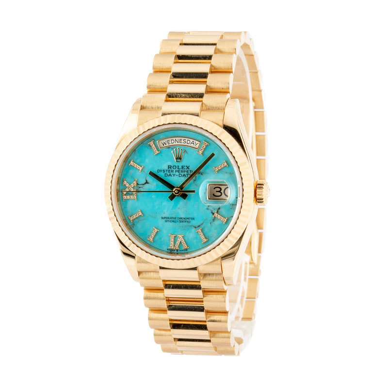 Rolex Day-Date 36 ref 128238 Turquoise Diamond Dial