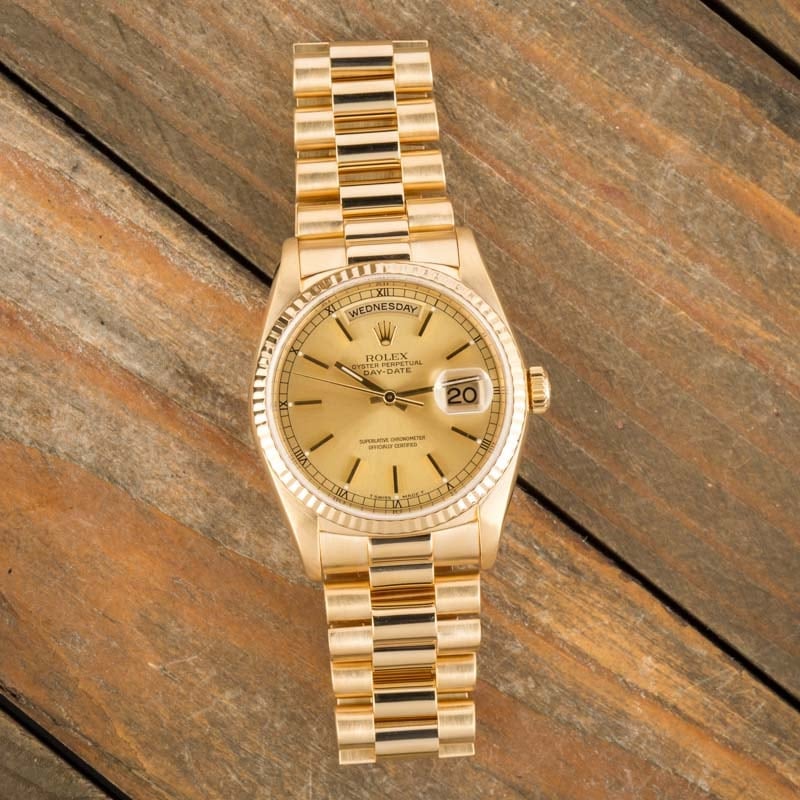 Pre-Owned Rolex President 18238 Fluted Bezel