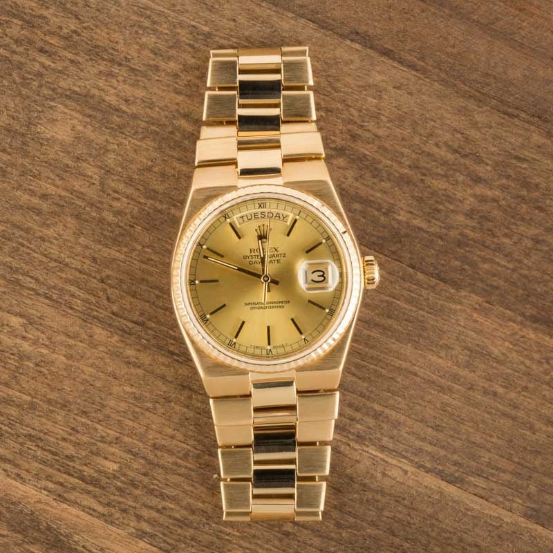 Used Rolex Day-Date OysterQuartz 19018 Yellow Gold