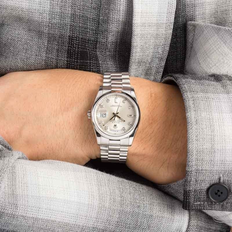 Rolex Day-Date 118206 Silver Diamond Dial