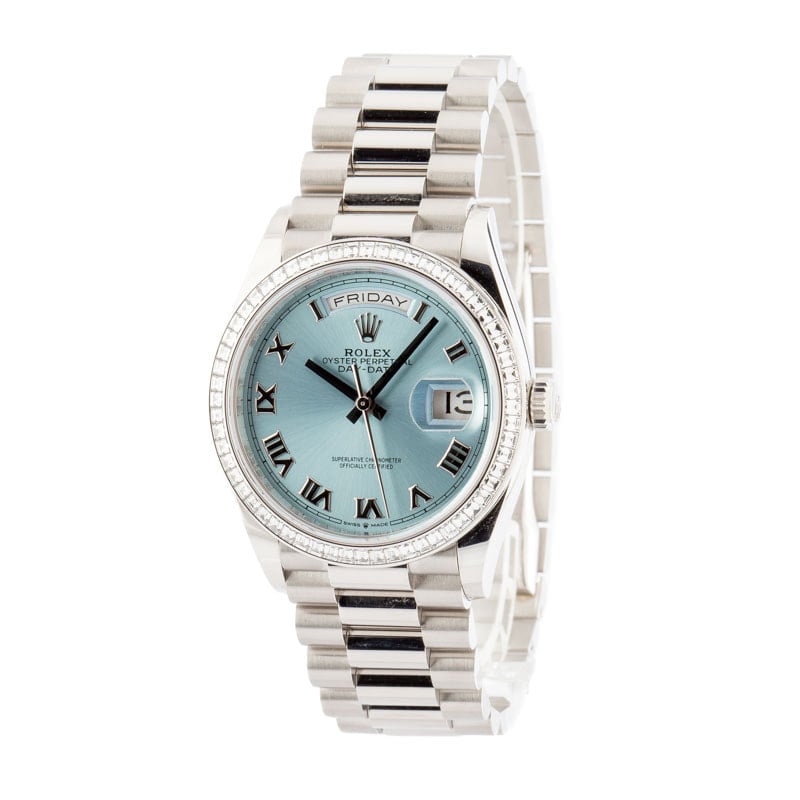 Rolex Day-Date 36 Ref 128396 Ice Blue Dial