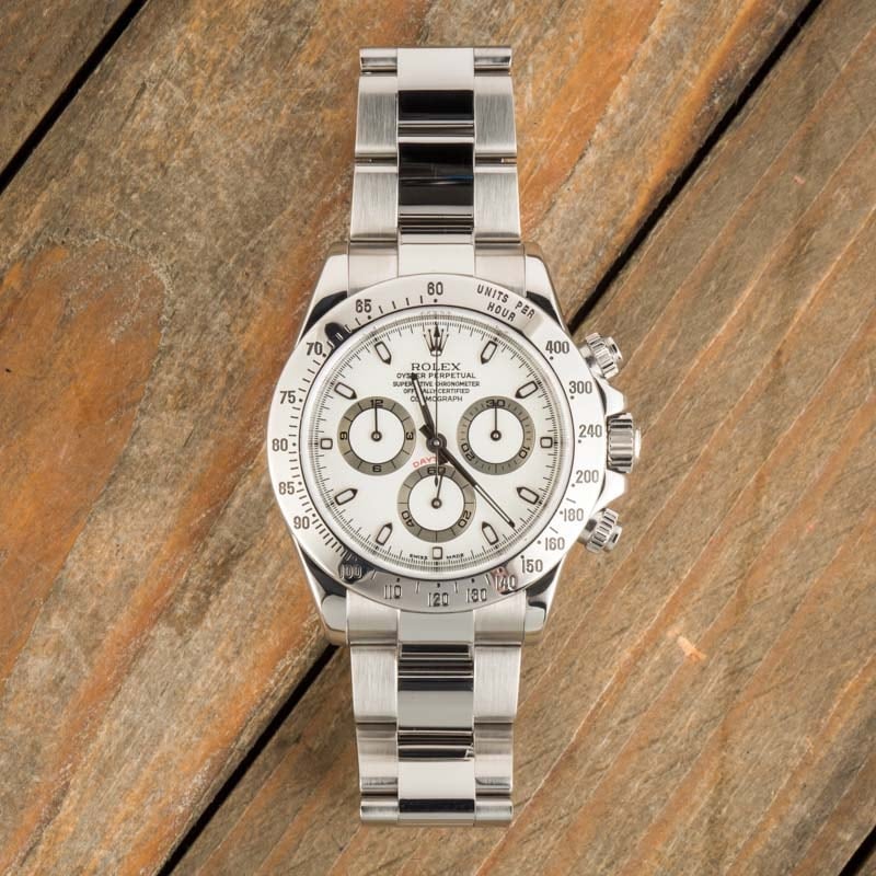 Used Rolex Daytona 116520 White Dial