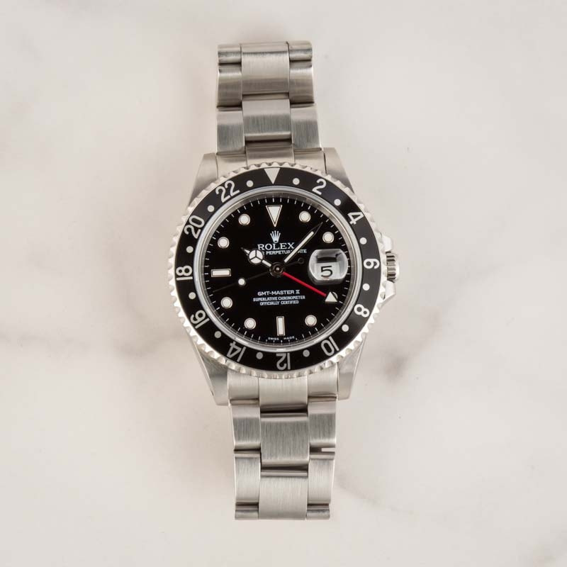 Pre-Owned Rolex GMT-Master II ref 16710 Black Dial