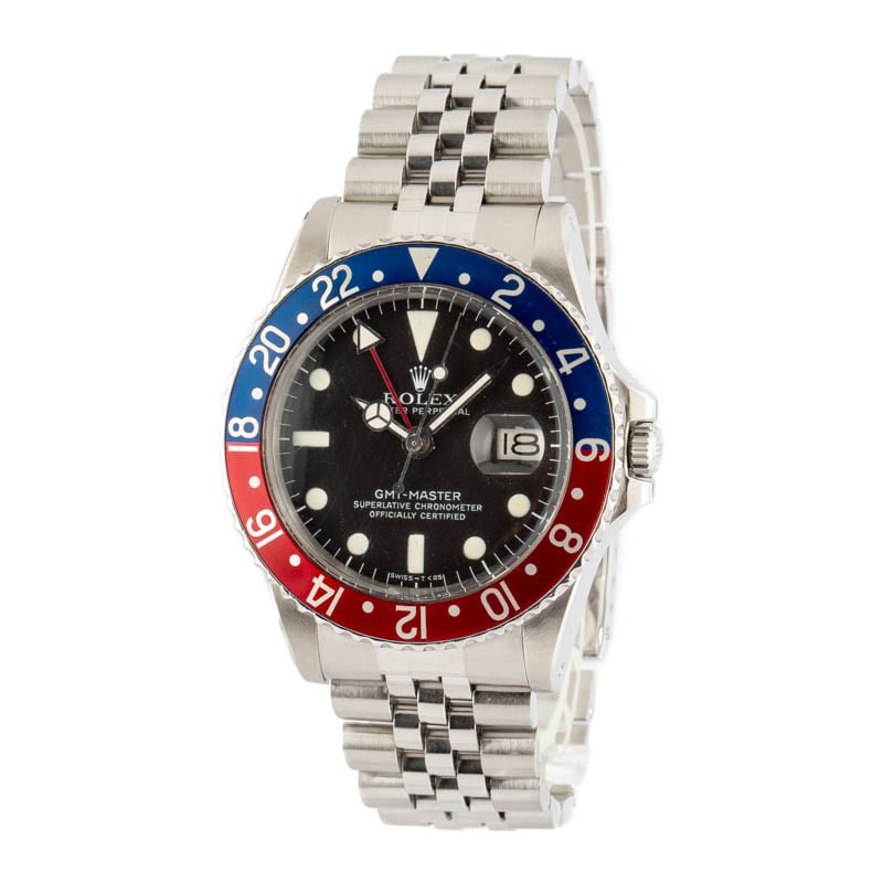 Mens Vintage Rolex GMT-Master 1675 Stainless Steel Pepsi