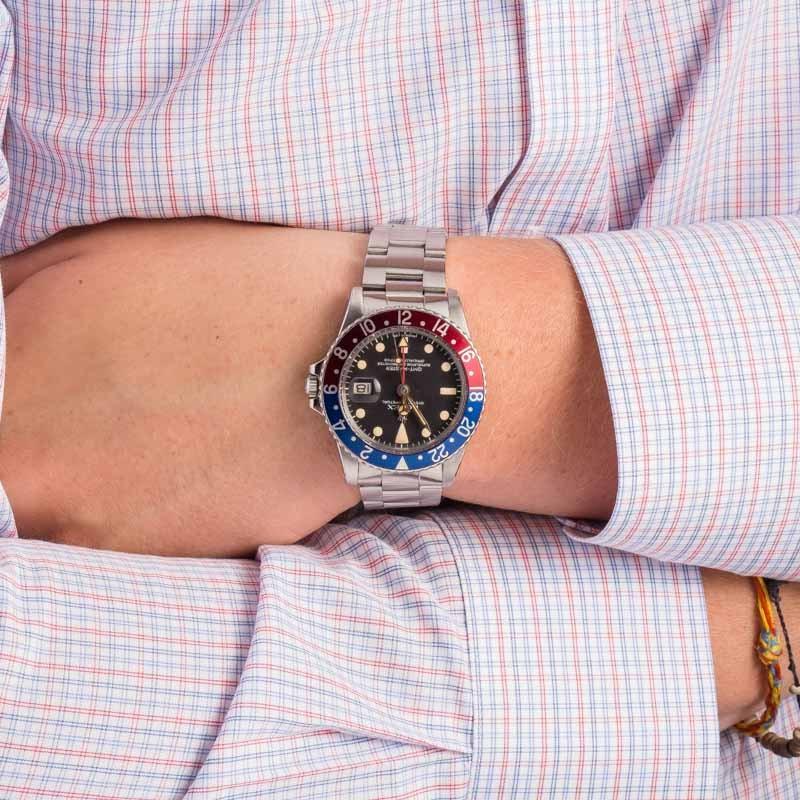 Vintage Pepsi Rolex GMT-Master 1675 Stainless Steel