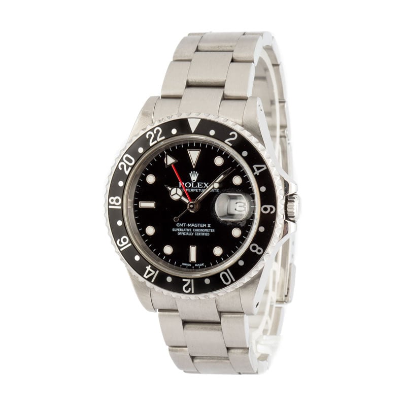 Pre-Owned Rolex GMT-Master II ref 16710 Black Dial