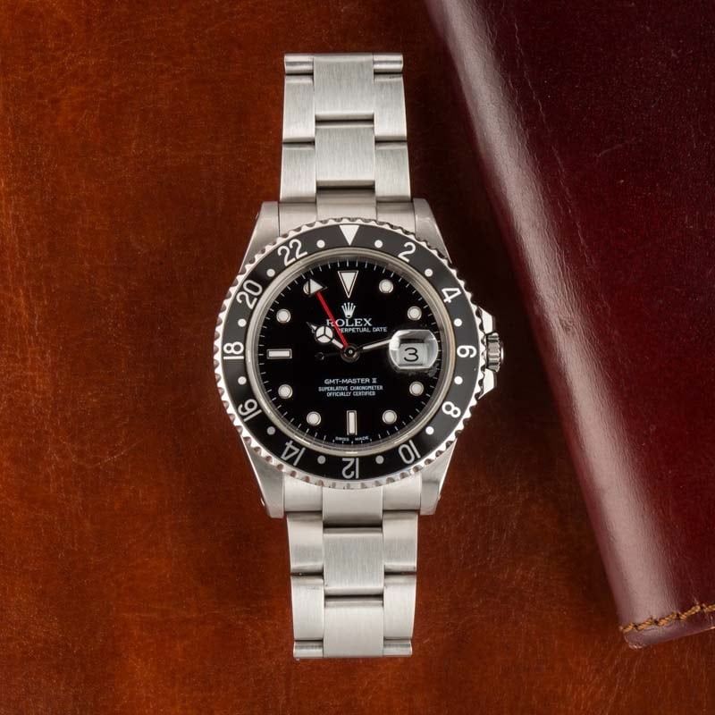 Pre-Owned Rolex GMT-Master II ref 16710 Black Dial