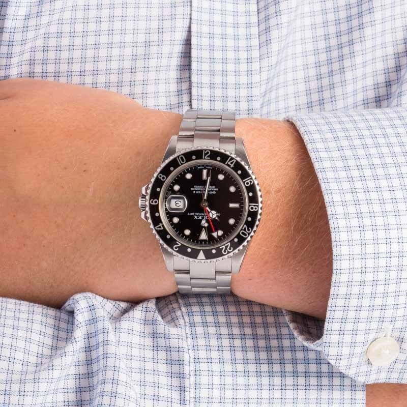 Pre-Owned Rolex GMT-Master II ref 16710 Black Dial