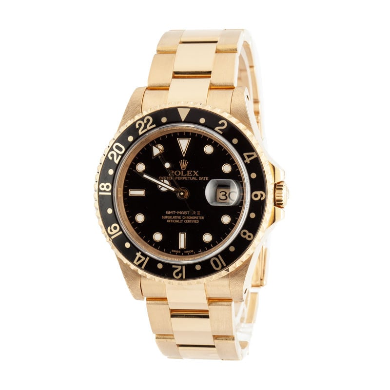 Used Rolex GMT-Master II Ref 16718 18k Yellow Gold