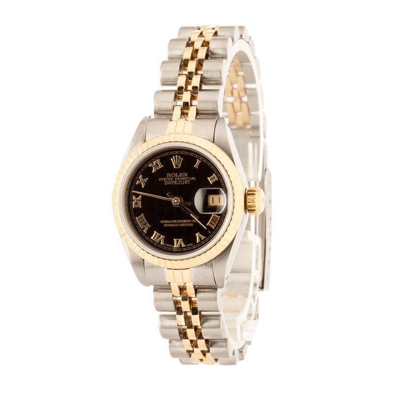 Ladies Rolex Datejust 69173 Black Pyramid Dial