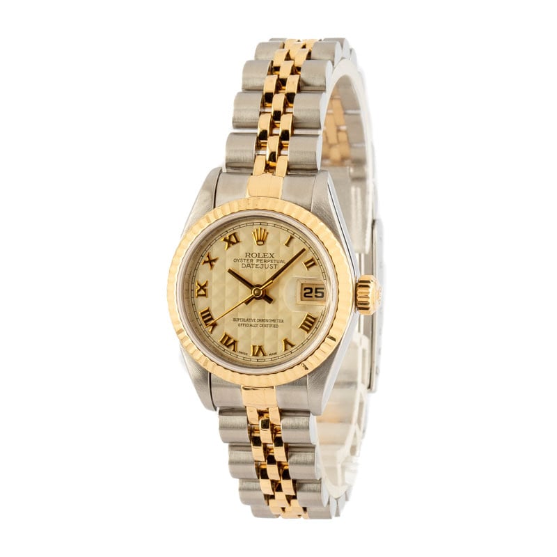 Datejust Ladies Rolex 69173 Ivory Pyramid Dial